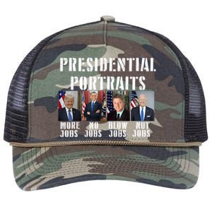 Presidential Portraits Trump More Jobs Obama No Jobs Bush Retro Rope Trucker Hat Cap