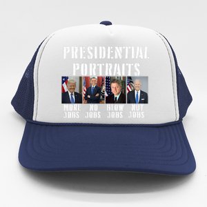 Presidential Portraits Trump More Jobs Obama No Jobs Bush Trucker Hat