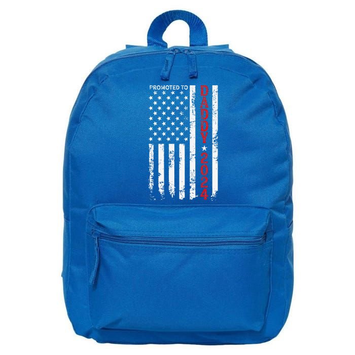 Patriotic Promoted To Daddy Est 2024 First Time Dad 16 in Basic Backpack