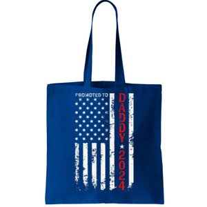 Patriotic Promoted To Daddy Est 2024 First Time Dad Tote Bag