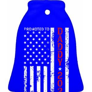 Patriotic Promoted To Daddy Est 2024 First Time Dad Ceramic Bell Ornament