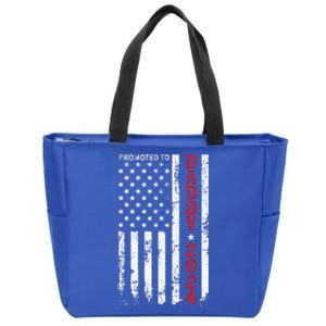 Patriotic Promoted To Daddy Est 2024 First Time Dad Zip Tote Bag