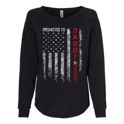 Patriotics Promoted To Daddy Est 2024 First Time Dad Womens California Wash Sweatshirt