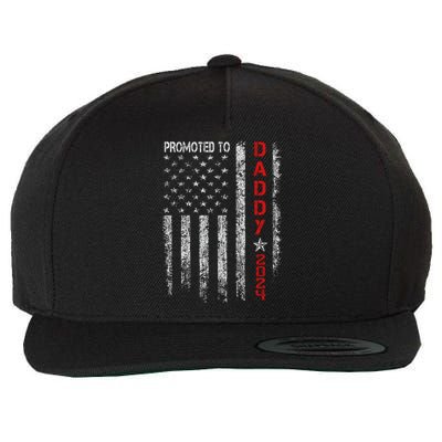 Patriotics Promoted To Daddy Est 2024 First Time Dad Wool Snapback Cap