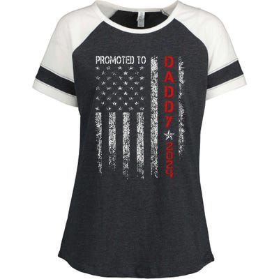 Patriotics Promoted To Daddy Est 2024 First Time Dad Enza Ladies Jersey Colorblock Tee