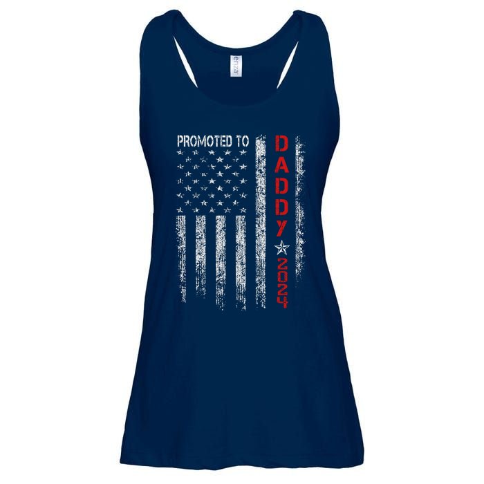 Patriotics Promoted To Daddy Est 2024 First Time Dad Ladies Essential Flowy Tank