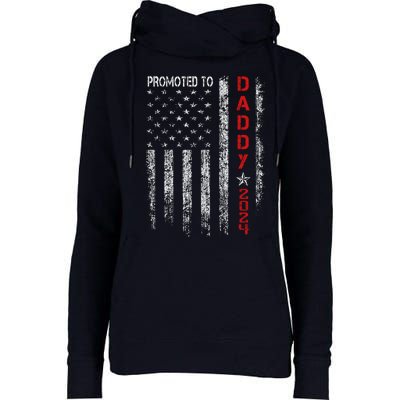 Patriotics Promoted To Daddy Est 2024 First Time Dad Womens Funnel Neck Pullover Hood