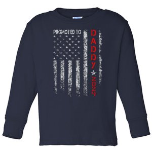 Patriotics Promoted To Daddy Est 2024 First Time Dad Toddler Long Sleeve Shirt