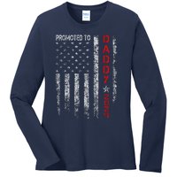 Patriotics Promoted To Daddy Est 2024 First Time Dad Ladies Long Sleeve Shirt