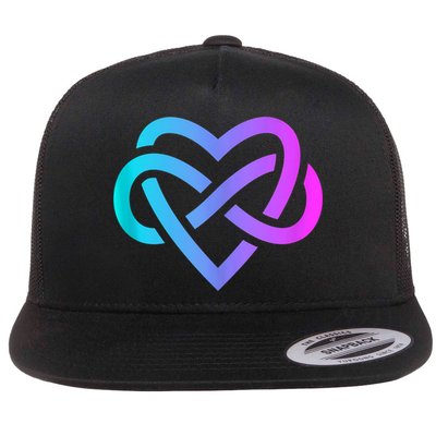 Polygamy Pride Trippy Polyamory Symbol Retro Flat Bill Trucker Hat