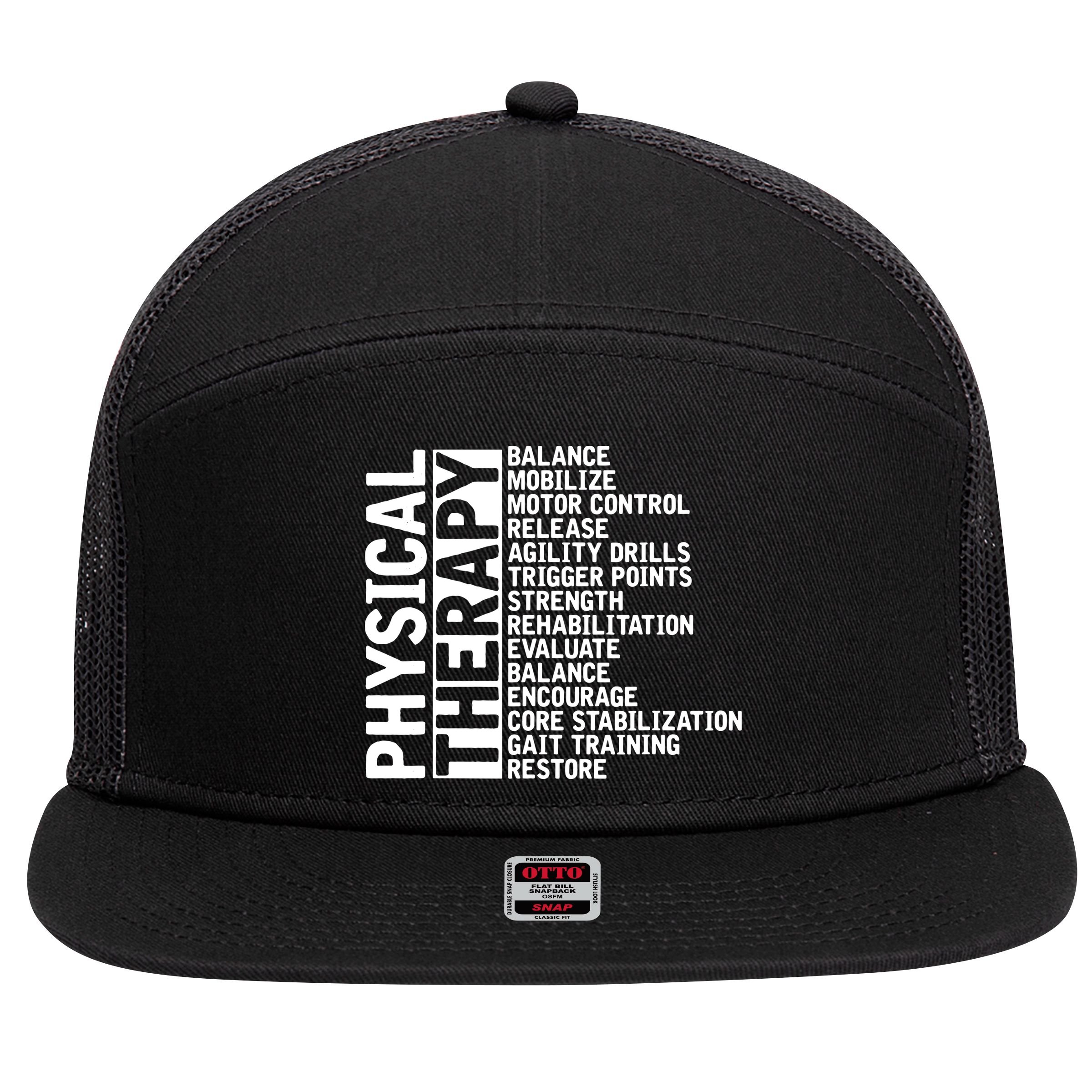 PT Physical Therapist Exercise Physical Therapy 7 Panel Mesh Trucker Snapback Hat