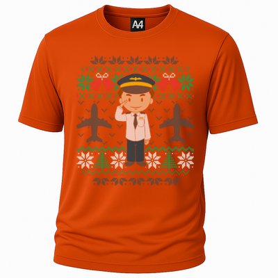 Plane Pilot Ugly Christmas Sweater Airplane Operator Aviator Gift Cooling Performance Crew T-Shirt