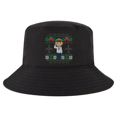 Plane Pilot Ugly Christmas Sweater Airplane Operator Aviator Gift Cool Comfort Performance Bucket Hat