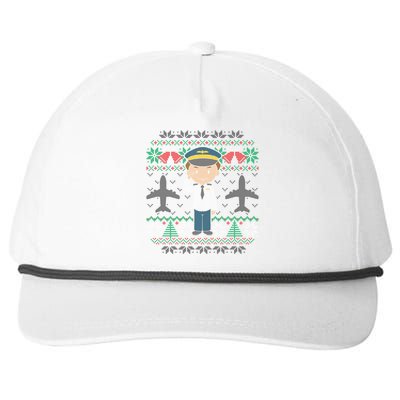 Plane Pilot Ugly Christmas Sweater Airplane Operator Aviator Gift Snapback Five-Panel Rope Hat