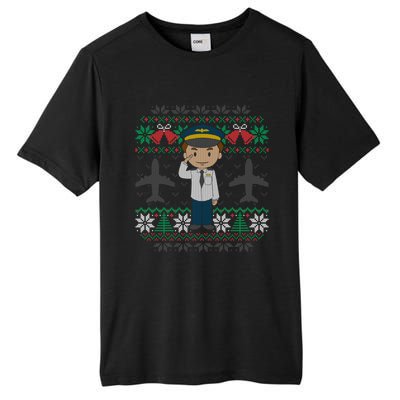 Plane Pilot Ugly Christmas Sweater Airplane Operator Aviator Gift Tall Fusion ChromaSoft Performance T-Shirt