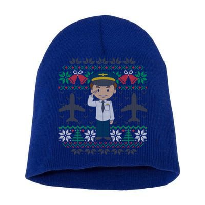 Plane Pilot Ugly Christmas Sweater Airplane Operator Aviator Gift Short Acrylic Beanie