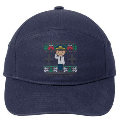 Plane Pilot Ugly Christmas Sweater Airplane Operator Aviator Gift 7-Panel Snapback Hat