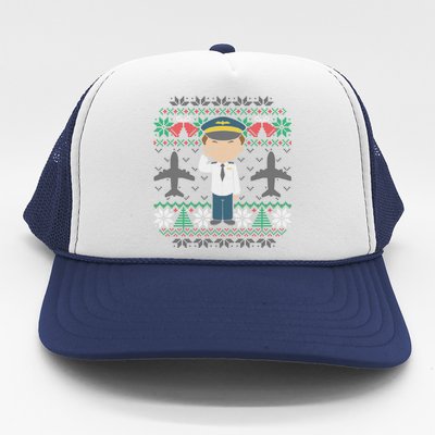 Plane Pilot Ugly Christmas Sweater Airplane Operator Aviator Gift Trucker Hat