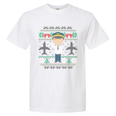 Plane Pilot Ugly Christmas Sweater Airplane Operator Aviator Gift Garment-Dyed Heavyweight T-Shirt