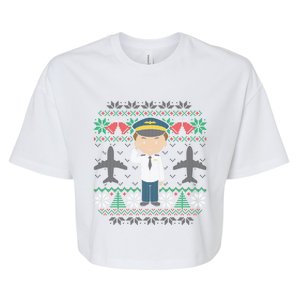 Plane Pilot Ugly Christmas Sweater Airplane Operator Aviator Gift Bella+Canvas Jersey Crop Tee