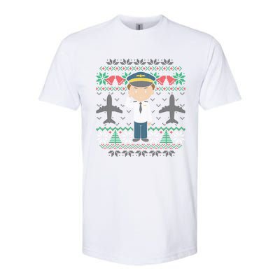 Plane Pilot Ugly Christmas Sweater Airplane Operator Aviator Gift Softstyle CVC T-Shirt