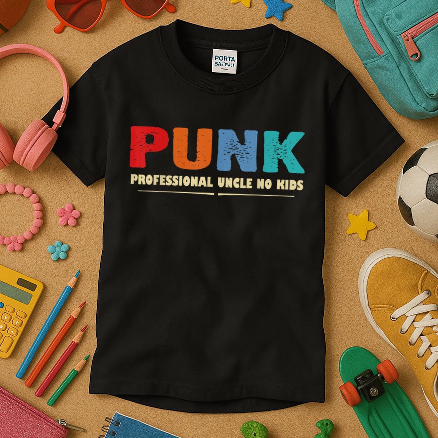 PUNK Professional Uncle No Kid Funny Uncle Kids T-Shirt