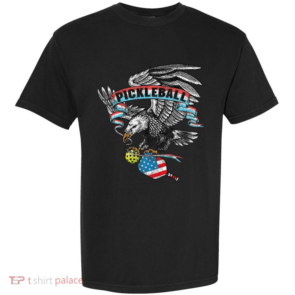 Pickleball Player Usa American Flag Eagle Vintage Graphic Garment-Dyed Heavyweight T-Shirt