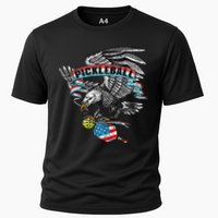 Pickleball Player Usa American Flag Eagle Vintage Graphic Cooling Performance Crew T-Shirt