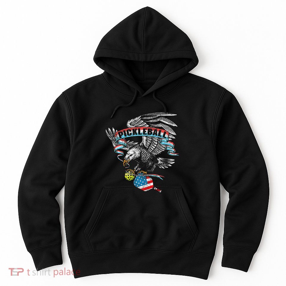 Pickleball Player Usa American Flag Eagle Vintage Graphic Hoodie