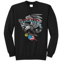 Pickleball Player Usa American Flag Eagle Vintage Graphic Sweatshirt