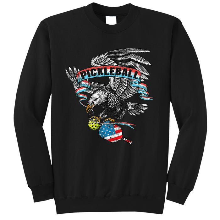 Pickleball Player Usa American Flag Eagle Vintage Graphic Sweatshirt