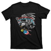 Pickleball Player Usa American Flag Eagle Vintage Graphic T-Shirt