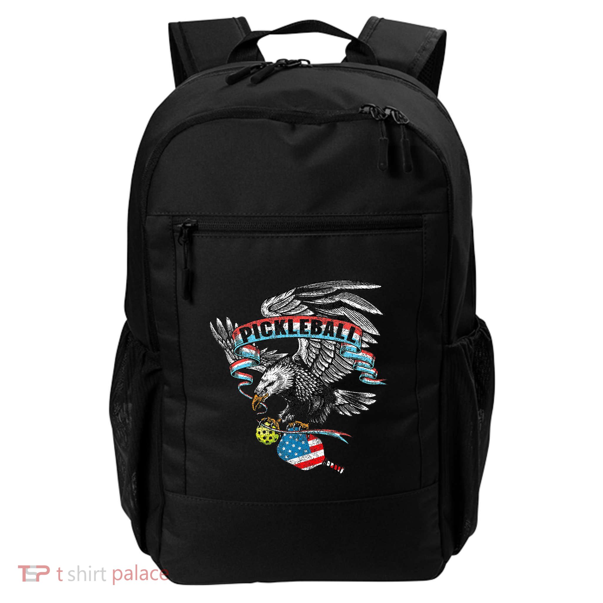 Pickleball Player Usa American Flag Eagle Vintage Graphic Backpack