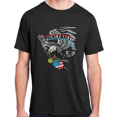 Pickleball Player Usa American Flag Eagle Vintage Graphic Adult ChromaSoft Performance T-Shirt