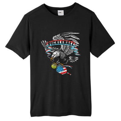 Pickleball Player Usa American Flag Eagle Vintage Graphic Tall Fusion ChromaSoft Performance T-Shirt