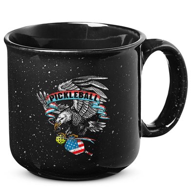 Pickleball Player Usa American Flag Eagle Vintage Graphic 15oz Campfire Ceramic Mug