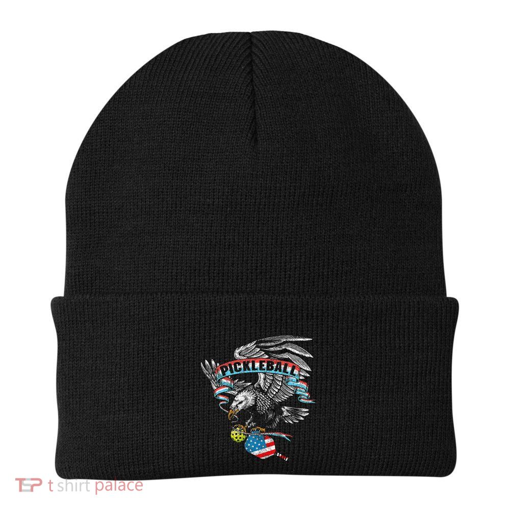 Pickleball Player Usa American Flag Eagle Vintage Graphic Beanie