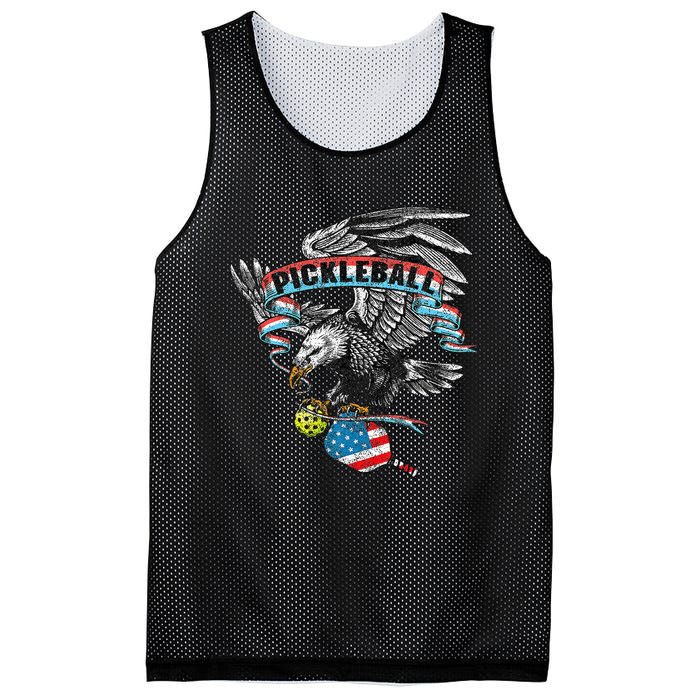 Pickleball Player Usa American Flag Eagle Vintage Graphic Mesh Reversible Basketball Jersey Tank