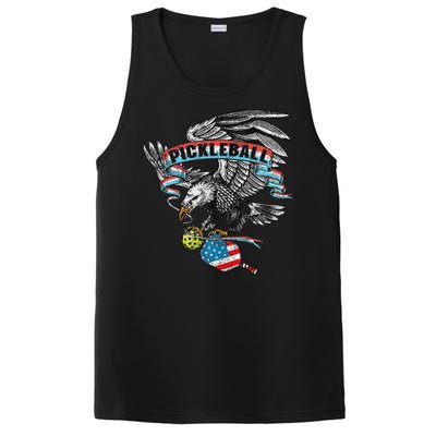 Pickleball Player Usa American Flag Eagle Vintage Graphic PosiCharge Competitor Tank