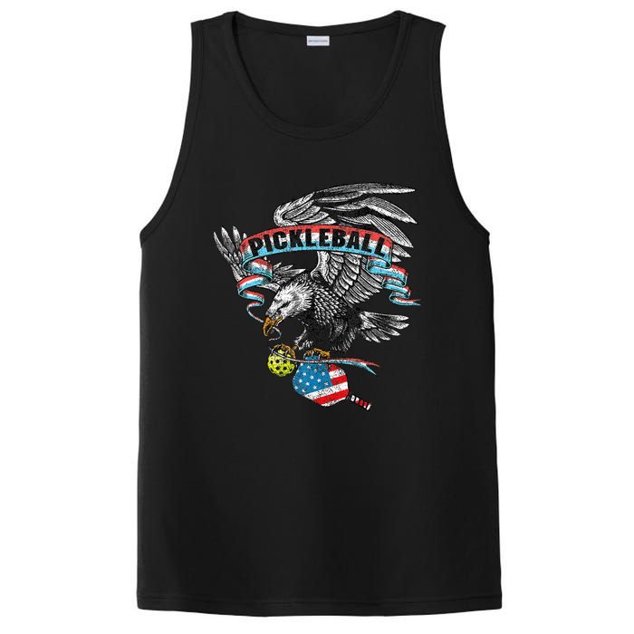 Pickleball Player Usa American Flag Eagle Vintage Graphic PosiCharge Competitor Tank