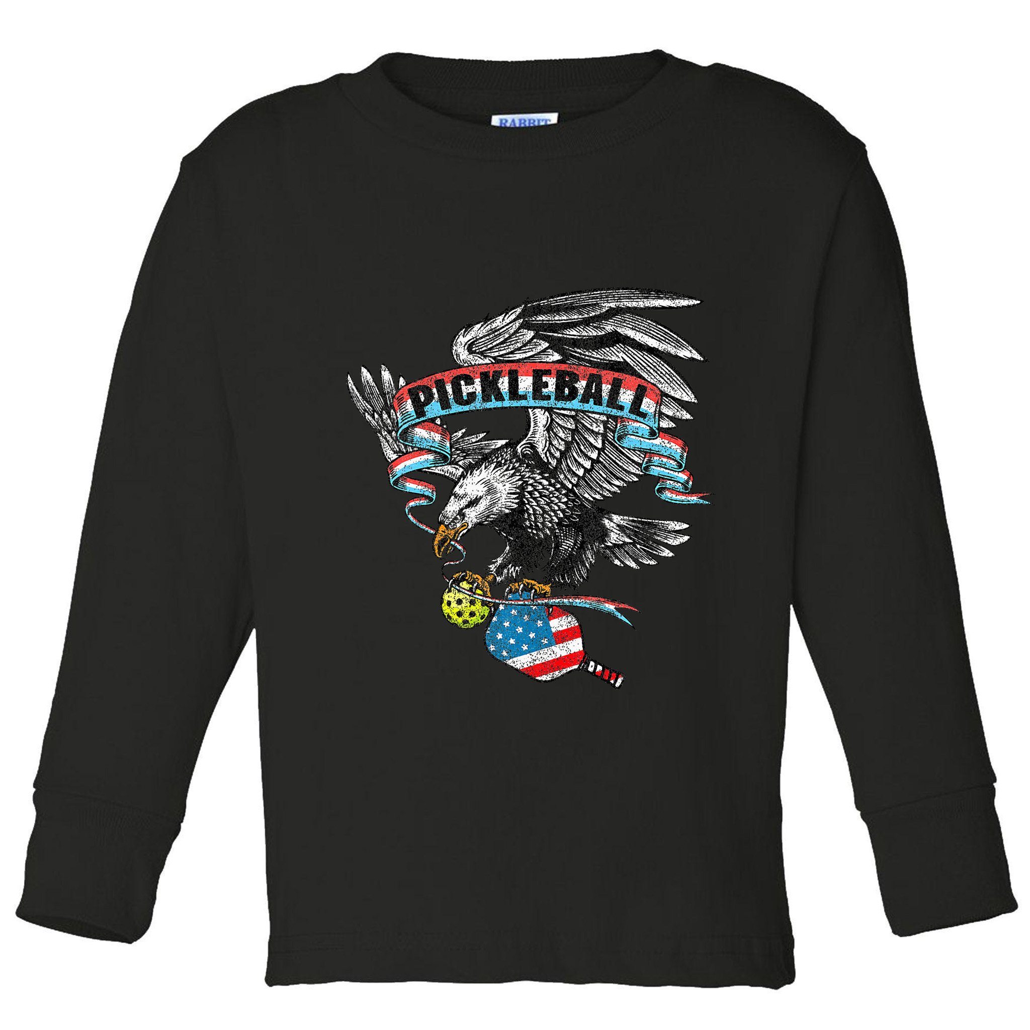 Pickleball Player Usa American Flag Eagle Vintage Graphic Toddler Long Sleeve Shirt