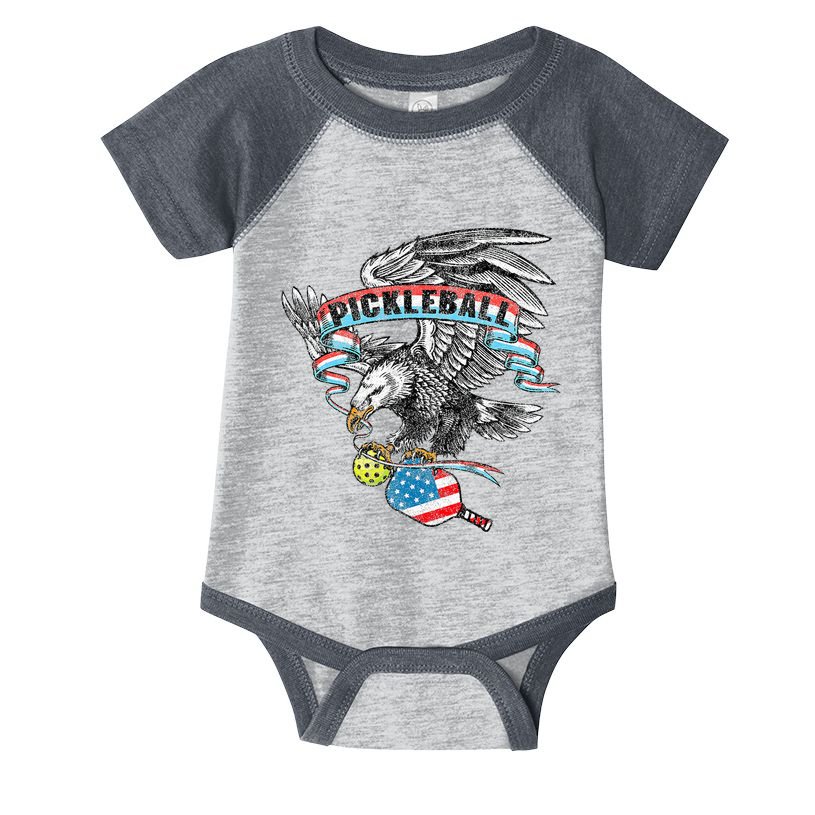 Pickleball Player Usa American Flag Eagle Vintage Graphic Infant Baby Jersey Bodysuit