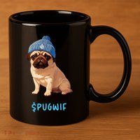 Pugwif 11oz C Handle Ceramic Mug