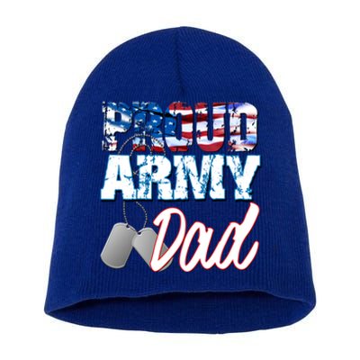 Proud Patriotic Usa Army Dad Usa Flag Military Fathers Day Cute Gift Short Acrylic Beanie