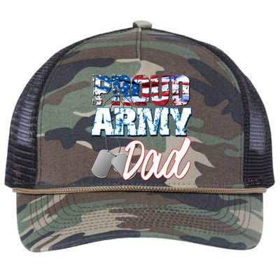 Proud Patriotic Usa Army Dad Usa Flag Military Fathers Day Cute Gift Retro Rope Trucker Hat Cap