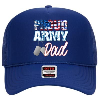 Proud Patriotic Usa Army Dad Usa Flag Military Fathers Day Cute Gift High Crown Mesh Back Trucker Hat