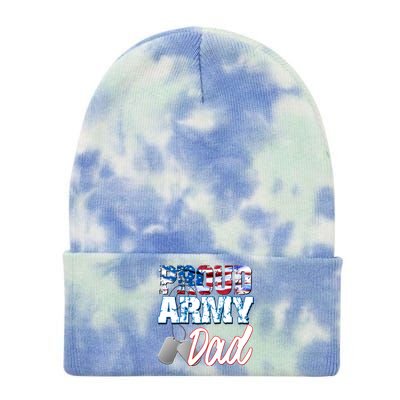 Proud Patriotic Usa Army Dad Usa Flag Military Fathers Day Cute Gift Tie Dye 12in Knit Beanie