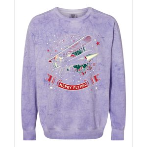 Plane Pilot Ugly Christmas Airplane Operator Aviator Gift Colorblast Crewneck Sweatshirt