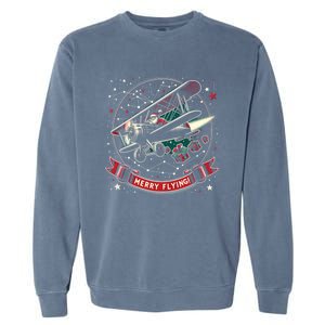 Plane Pilot Ugly Christmas Airplane Operator Aviator Gift Garment-Dyed Sweatshirt