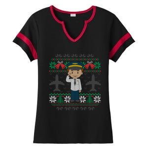 Plane Pilot Ugly Christmas Airplane Operator Aviator Meaningful Gift Ladies Halftime Notch Neck Tee